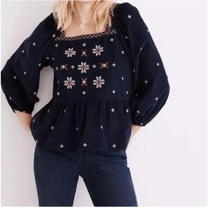 Madewell Embroidered Corduroy Blouse